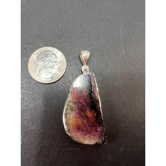 NEW Watermelon multi tourmaline sterling silver pendant 7.91 grams - Picture 4 of 11